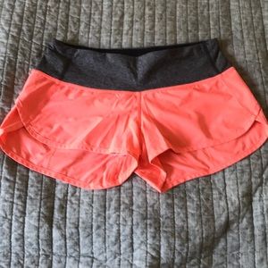 Pink and grey lululemon speed shorts